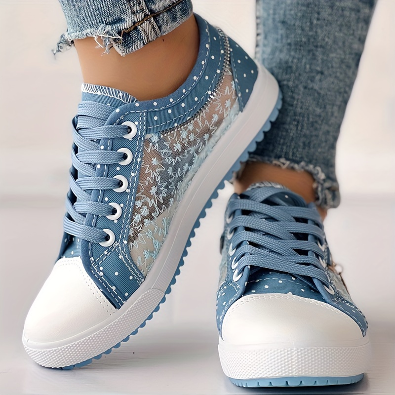 women s mesh flat sneakers casual round toe lace low top details 4