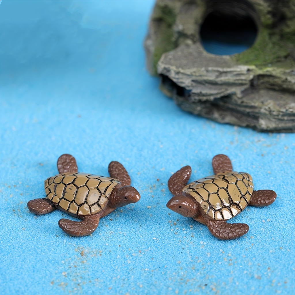 1pc Mini Turtles Miniature Figurines Simulation Small Tortoise Ornament  Realistic Sea Turtles Resin Cute Beach Sea Turtles for Bonsai Craft Fairy