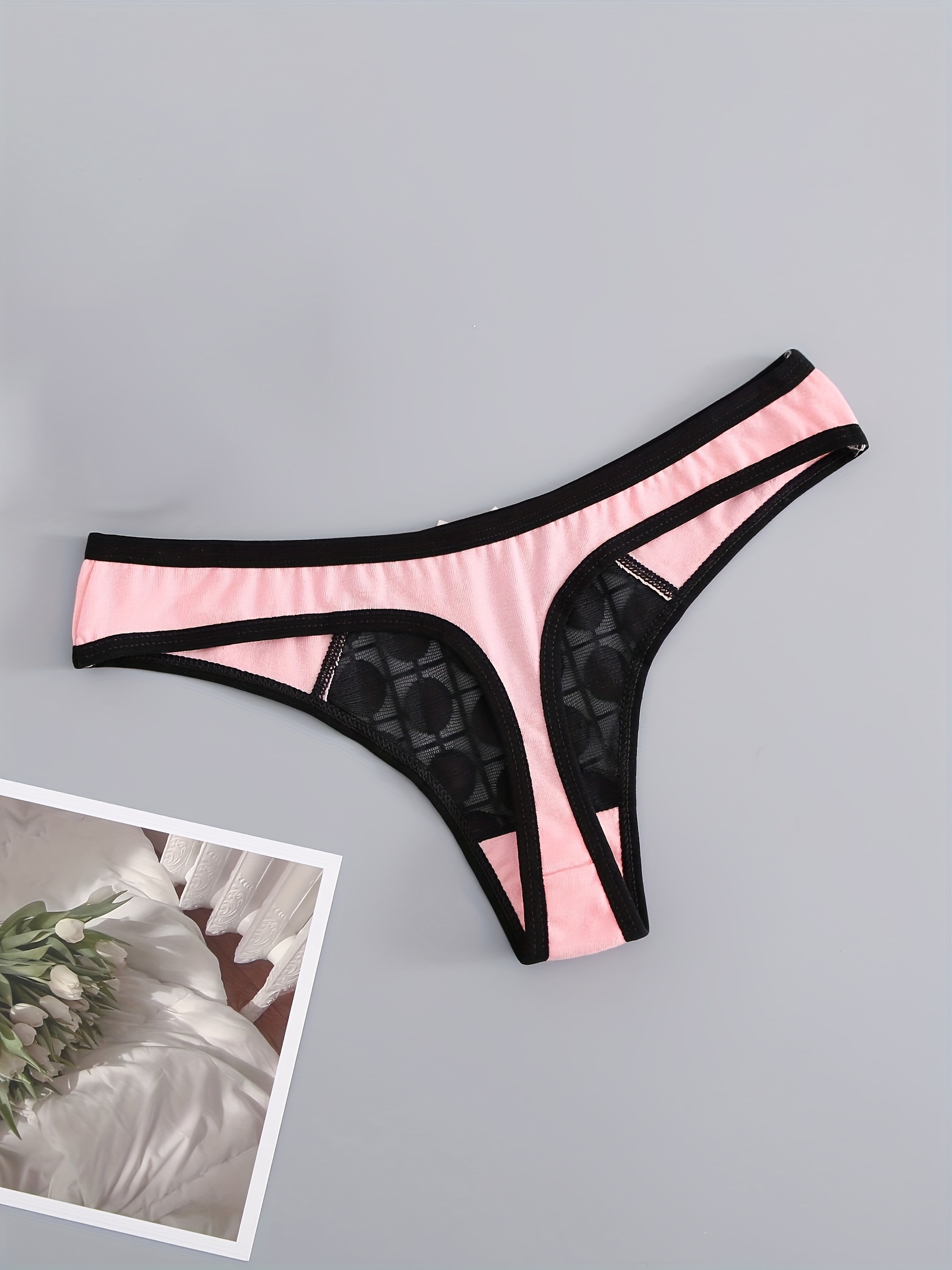 Mixed Color Cotton Seamless Low Waist Thongs Panties Pack - Temu