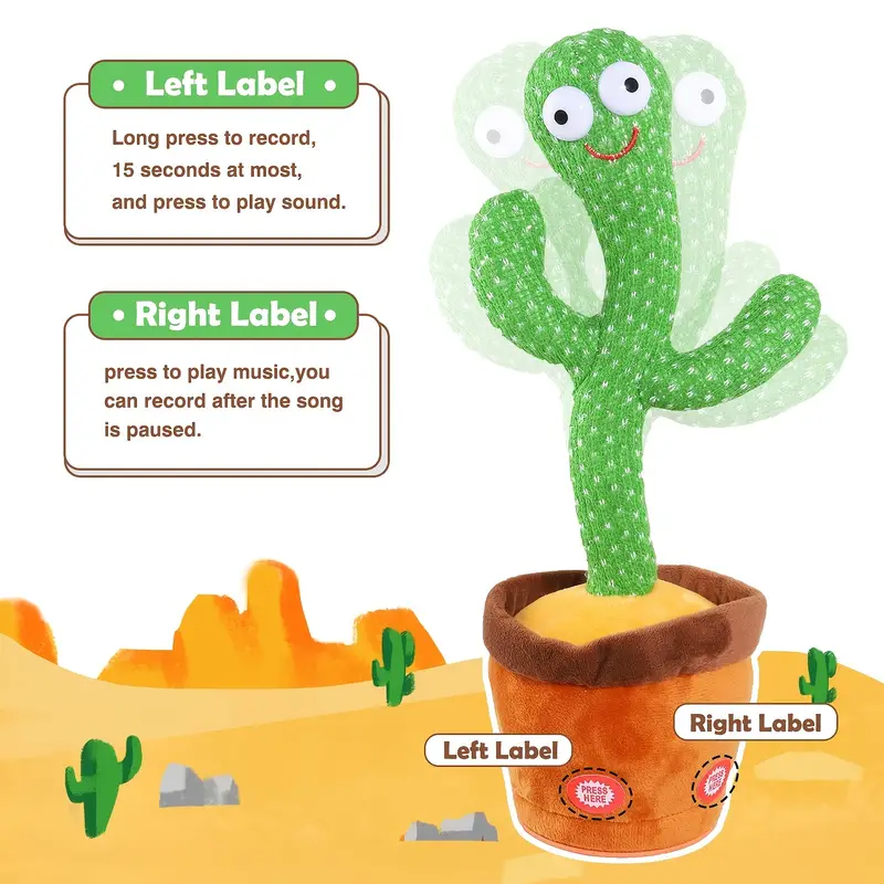 baby dancing cactus talking cactus toys wriggle singing cactus repeat what you say baby boy toy plush electric speaking cactus baby girl 15 second voice recorder toy details 8