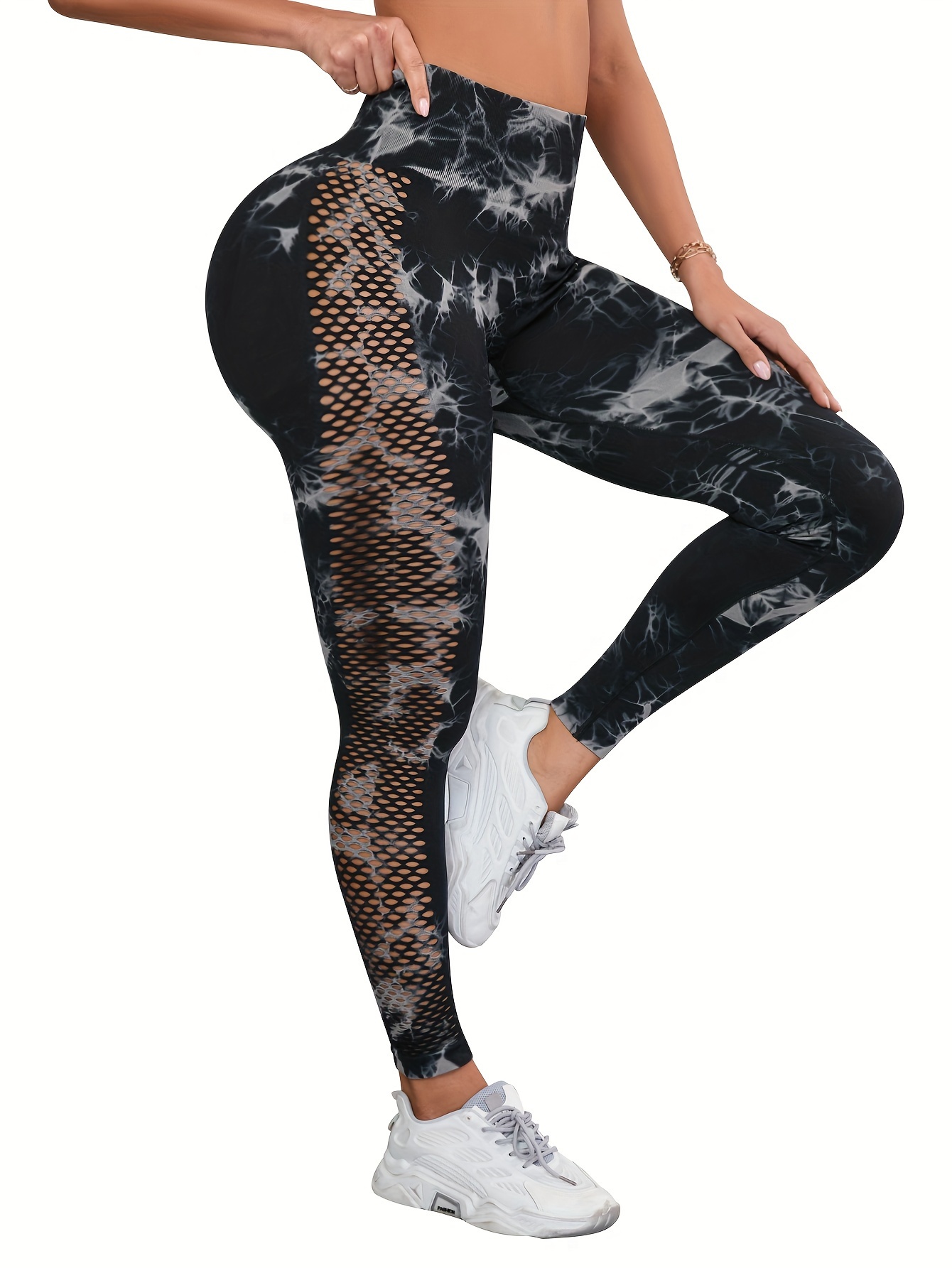Tie Dye Hollow Out Woman's Sports Leggings Fitness Elastic Yoga Pants –  Pulso Pro+