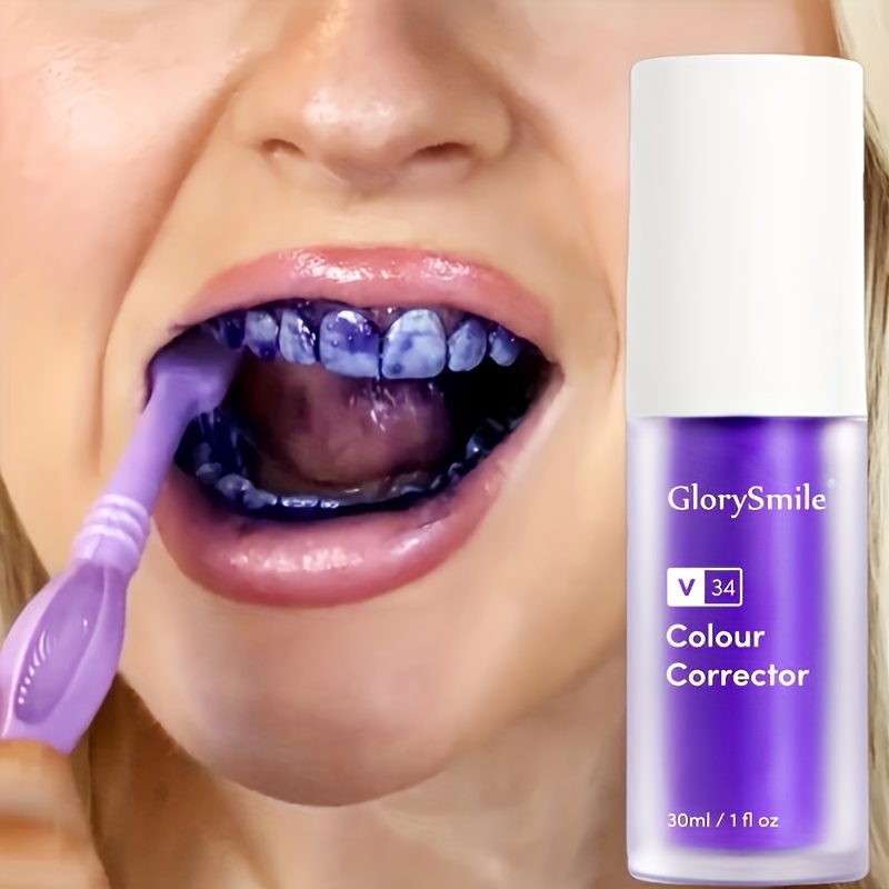 

30ml V34 Purple Color Corrector Foam, Toothpaste For Teeth Whitening, Fresh Breath Teeth Whitening Mousse, Deeply Cleaning Teeth Whitener Stain Removal At Home Travel