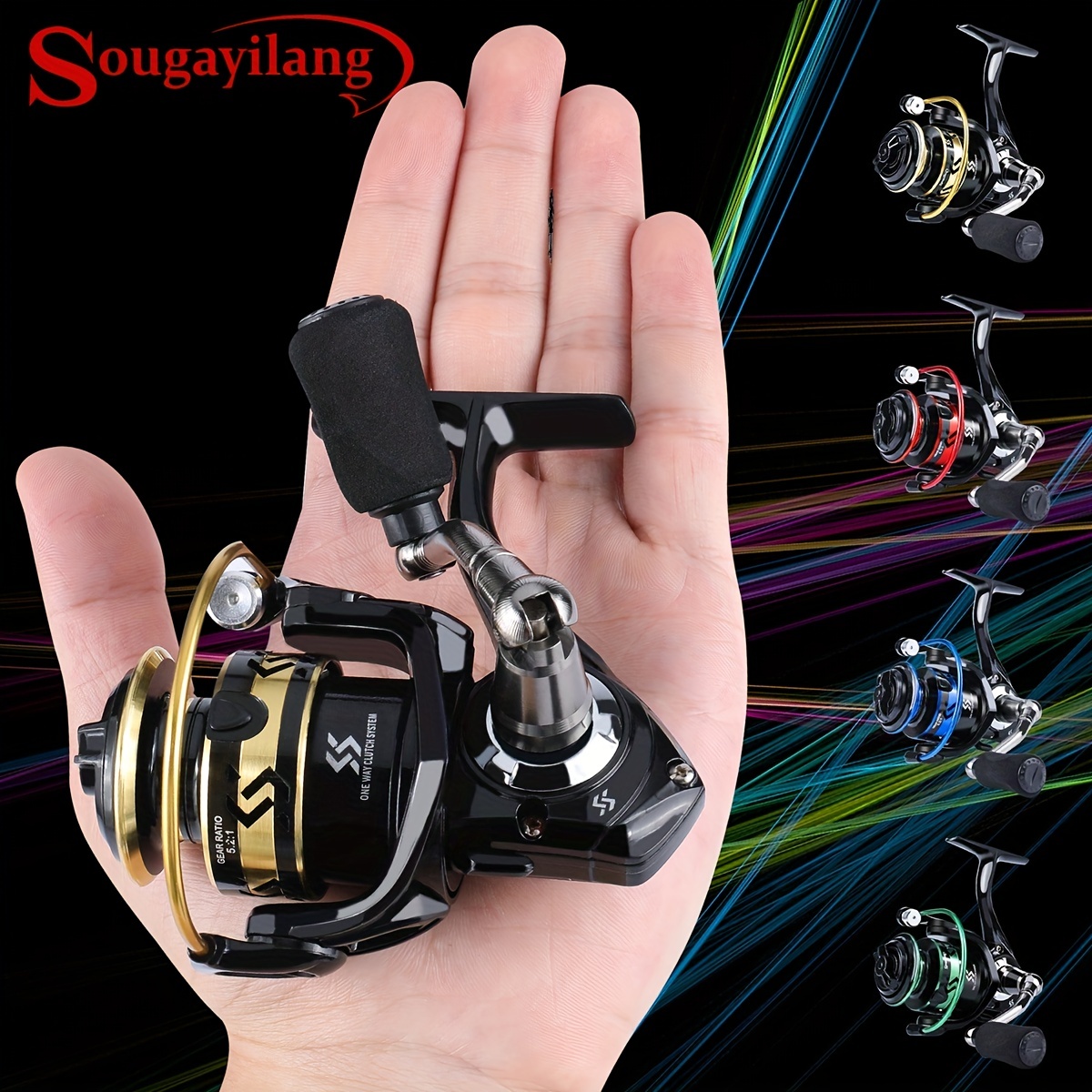 Sougayilang Mini Spinning Fishing Reel 5BB 5.2:1 500 Ice Metal