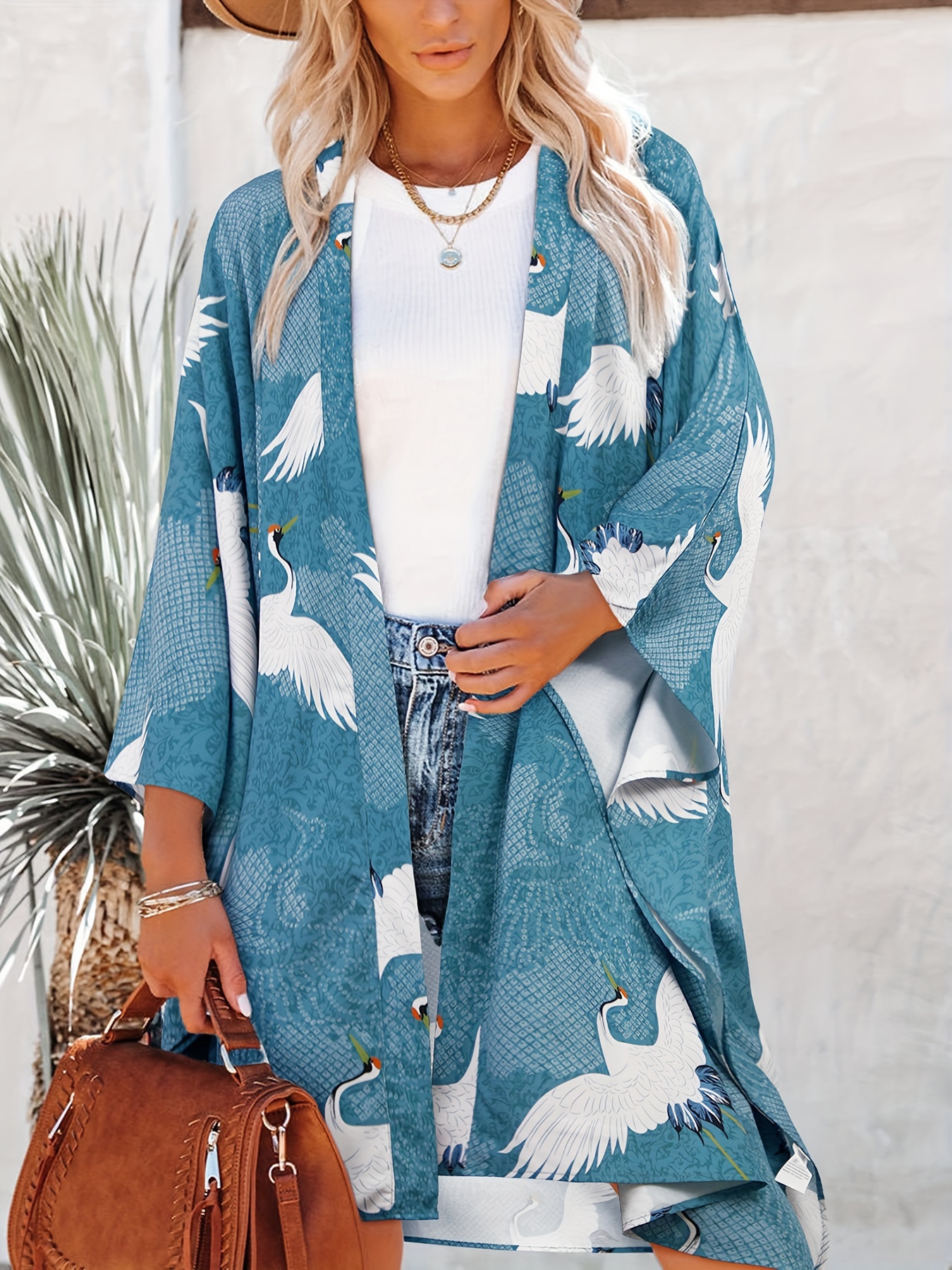 Traditional Blue Crane Kimono