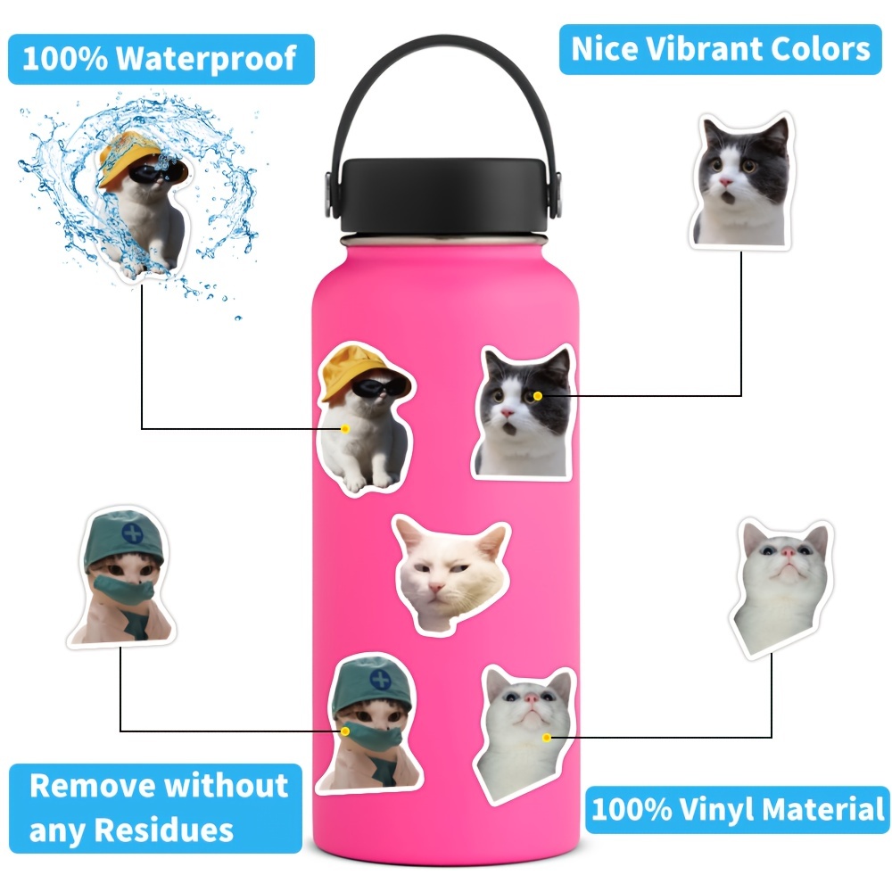 100pcs Funny Cat Stickers For Water Bottles, Kawaii Stickers Pack, Cute Cat  Waterproof Stickers For Water Bottles Kindle Luggage Guitar Laptop, Vinyl