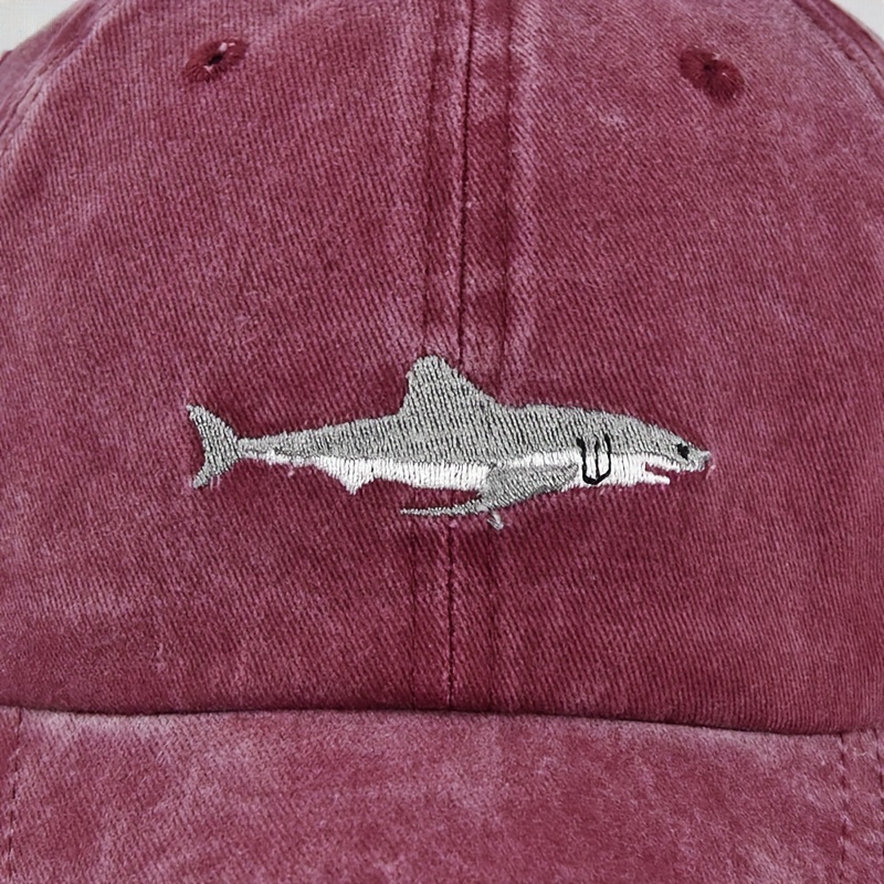 Florida Shark Embroidery Baseball Washed Distressed - Temu Canada