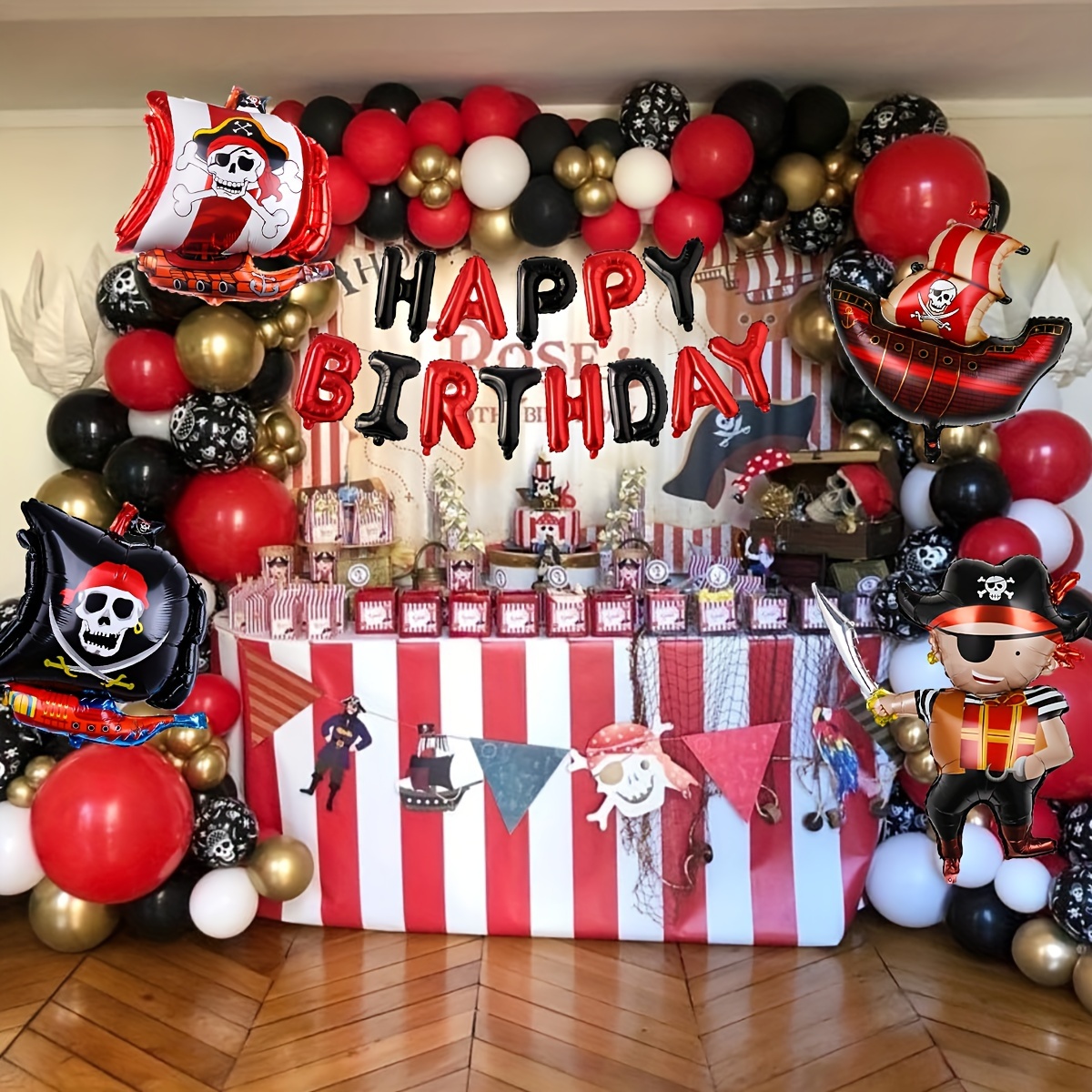 Pirate Themed Birthday Banner Party Decorations Pirate Birthday Balloon  Arch Accessories Pirate Ship Foil Polyester Film Balloons Used For Birthday Party  Decorations Comes With Straw Ribbon, Shop The Latest Trends