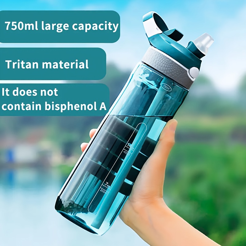 750ml Portable Sports Water Bottle With Straw For Camping Hiking