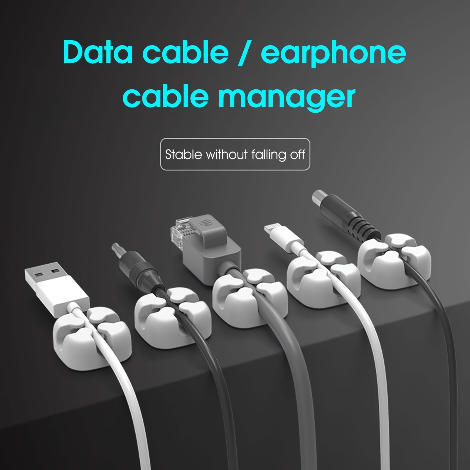 Cable Clips, Ethernet Cable Organizer, Conwork Adhesive Wire Management  Clamps, Desktop Cord Holder Hider, Charging Cable Drop Organizer &  Management