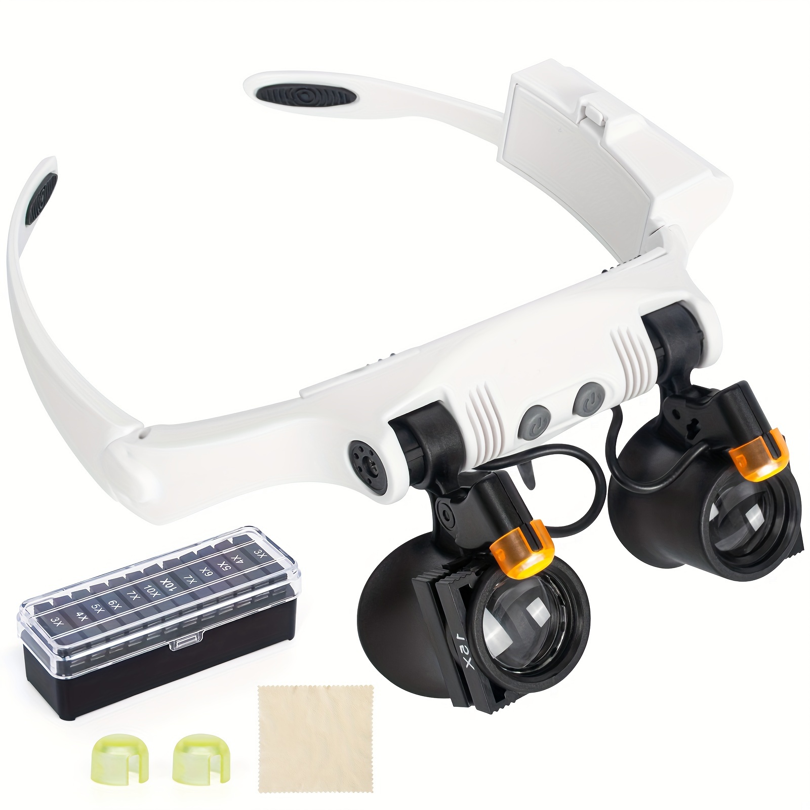 1pc Lupa Con Luz LED Tipo Gafas, 7 Lentes Diferentes Se Pueden Combinar Con  21 Relaciones De Aumento. Regalo Perfecto Para Amantes Del Bricolaje - Temu