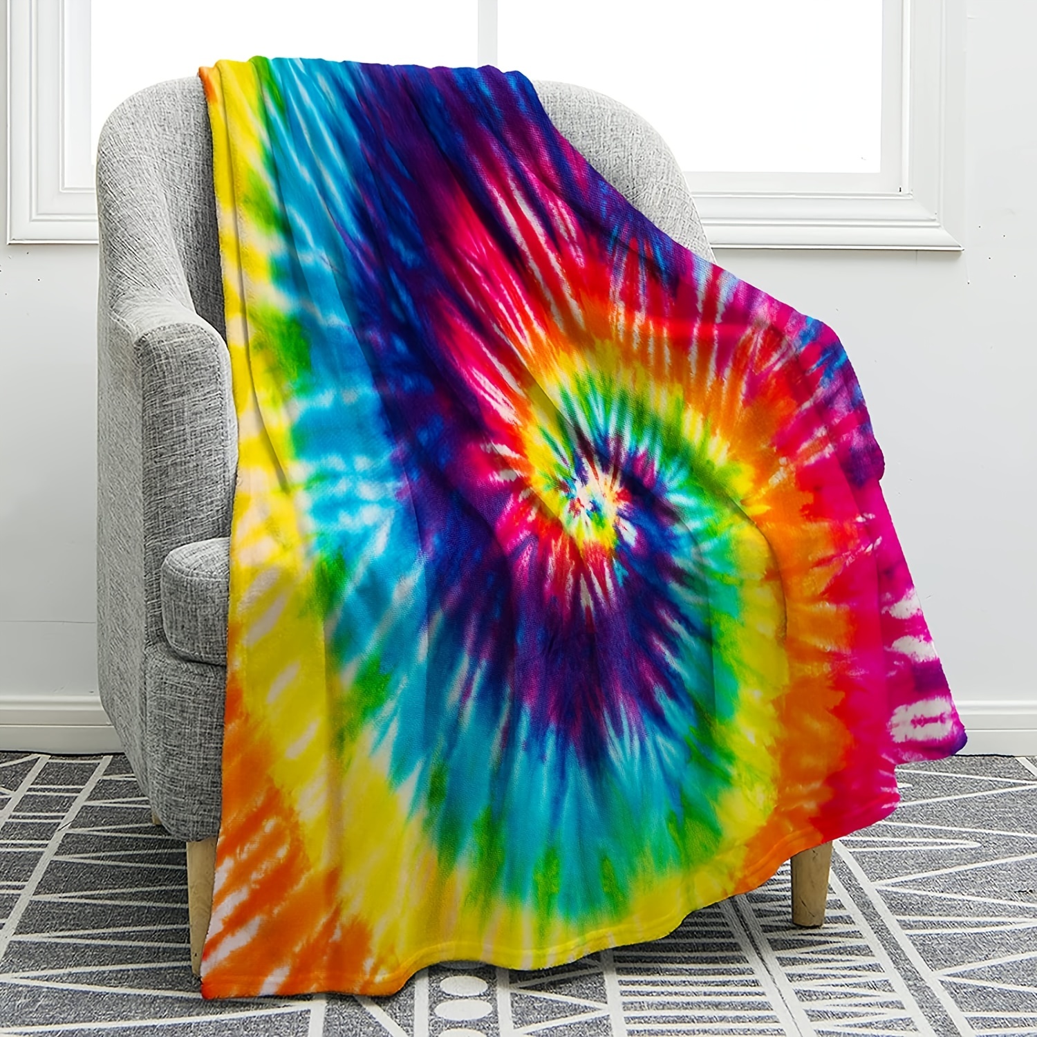 Bohemian Tie-Dye Throw Blanket