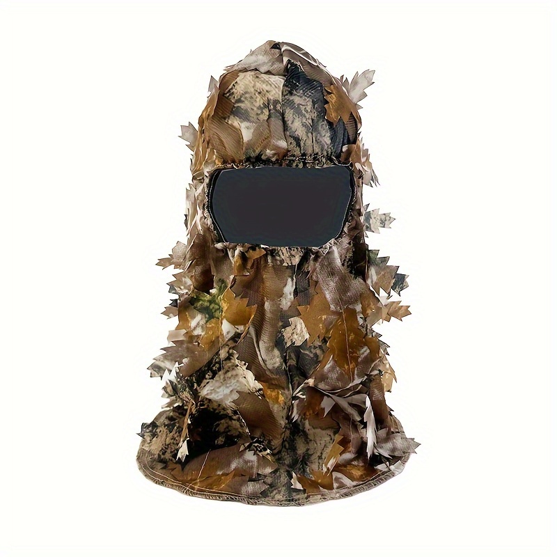 Camouflage Leafy 3d Face Mask Hood Camping Fishing Headgear - Temu