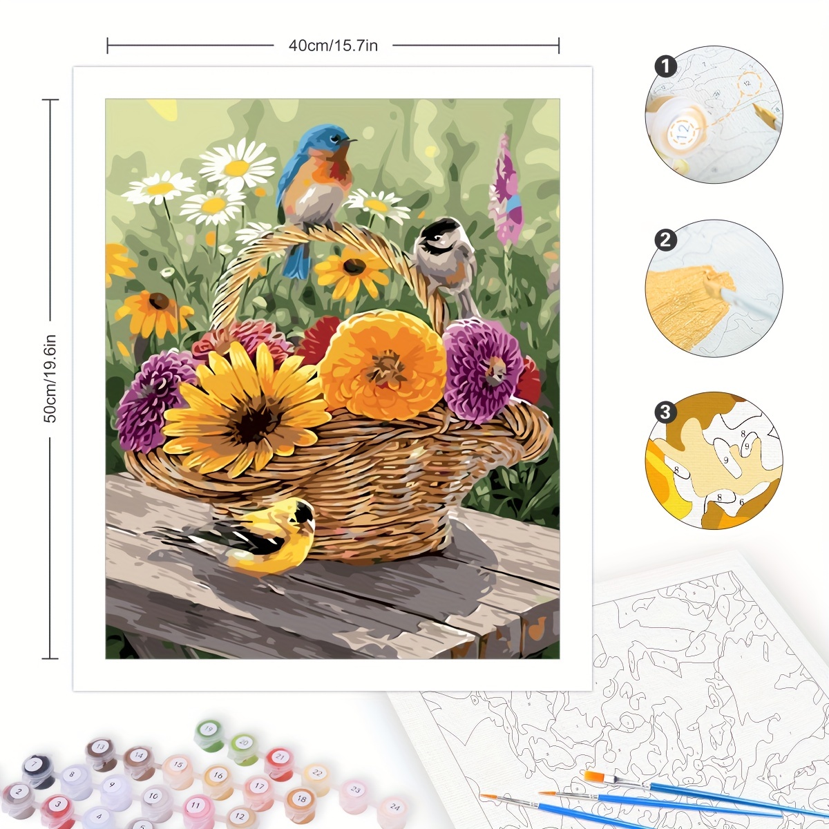 1pc Painting By Numbers For Adults Beginner Kits Birds And Flowers Picture  With Numbers For Home Artwork 40x50cm/16x20inch Without Frame