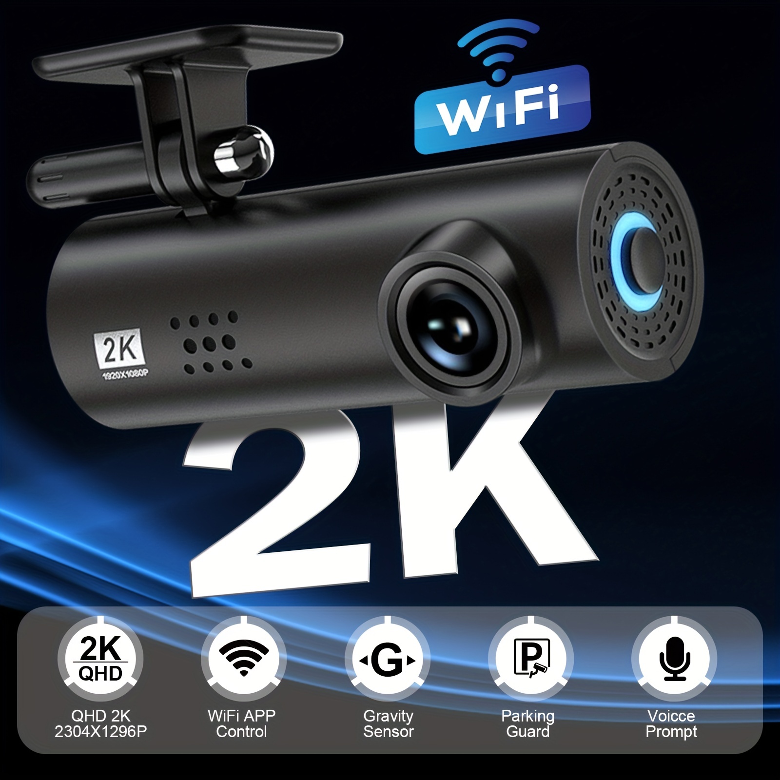  Dash Cam 2K, KAWA WiFi Dash Camera for Cars 1440P with  Hand-Free Voice Control, Night Vision, Mini Hidden Dashcam Front, Emergency  Lock, Loop Recording, 24-Hour Parking Monitor, APP, Support 256GB Max 