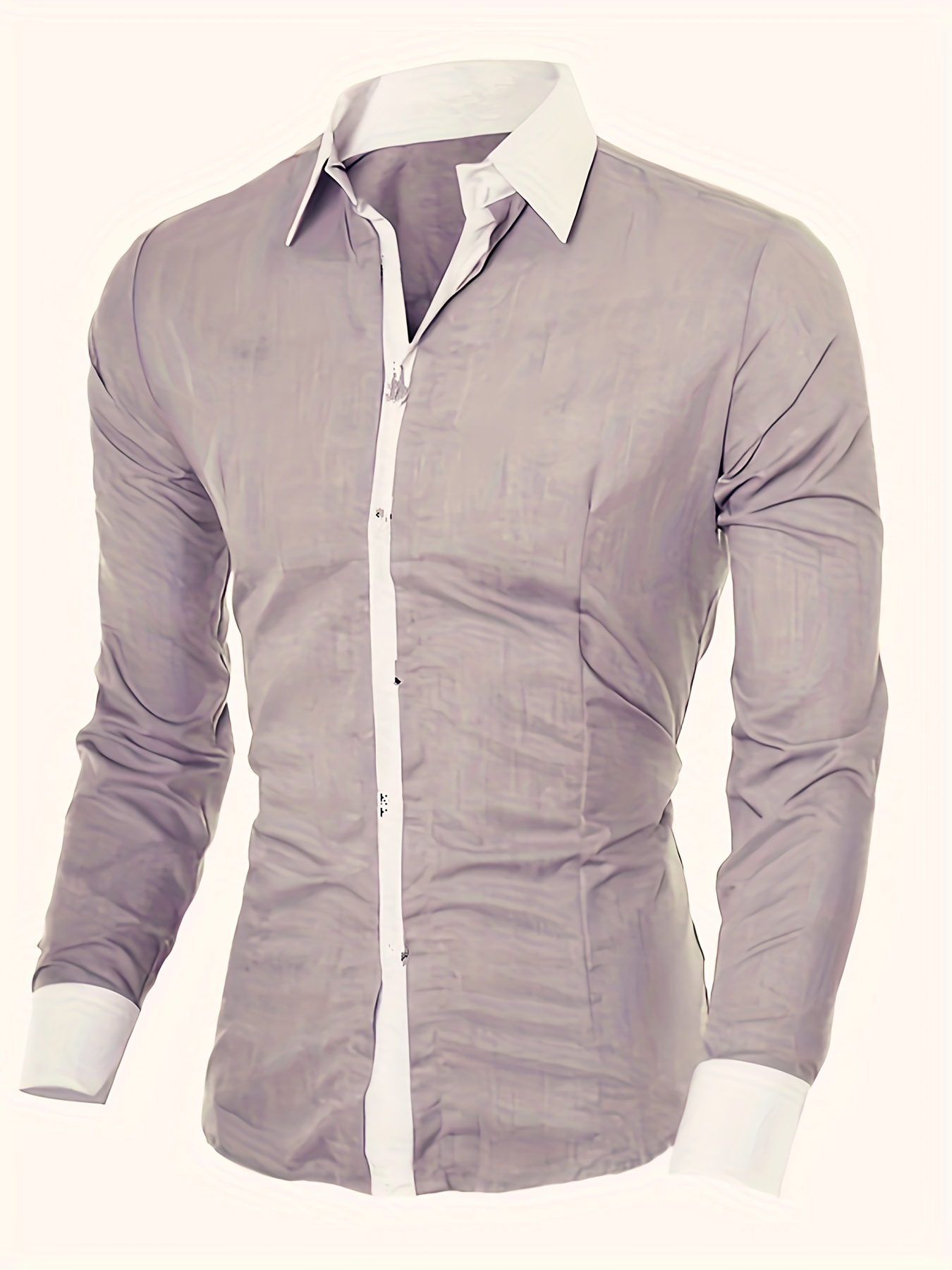 Men's Casual Button Contrast Color Long Sleeve Shirt Men's - Temu