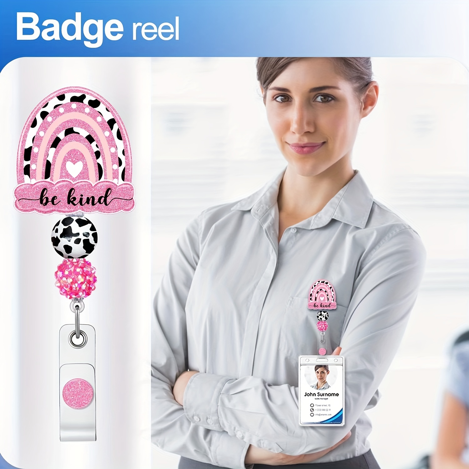 TMZ1 Retractable Badge Reel Animals Office Nurse Badge Reel Name Tag ID  Card Clips Chest Card Badge Holder