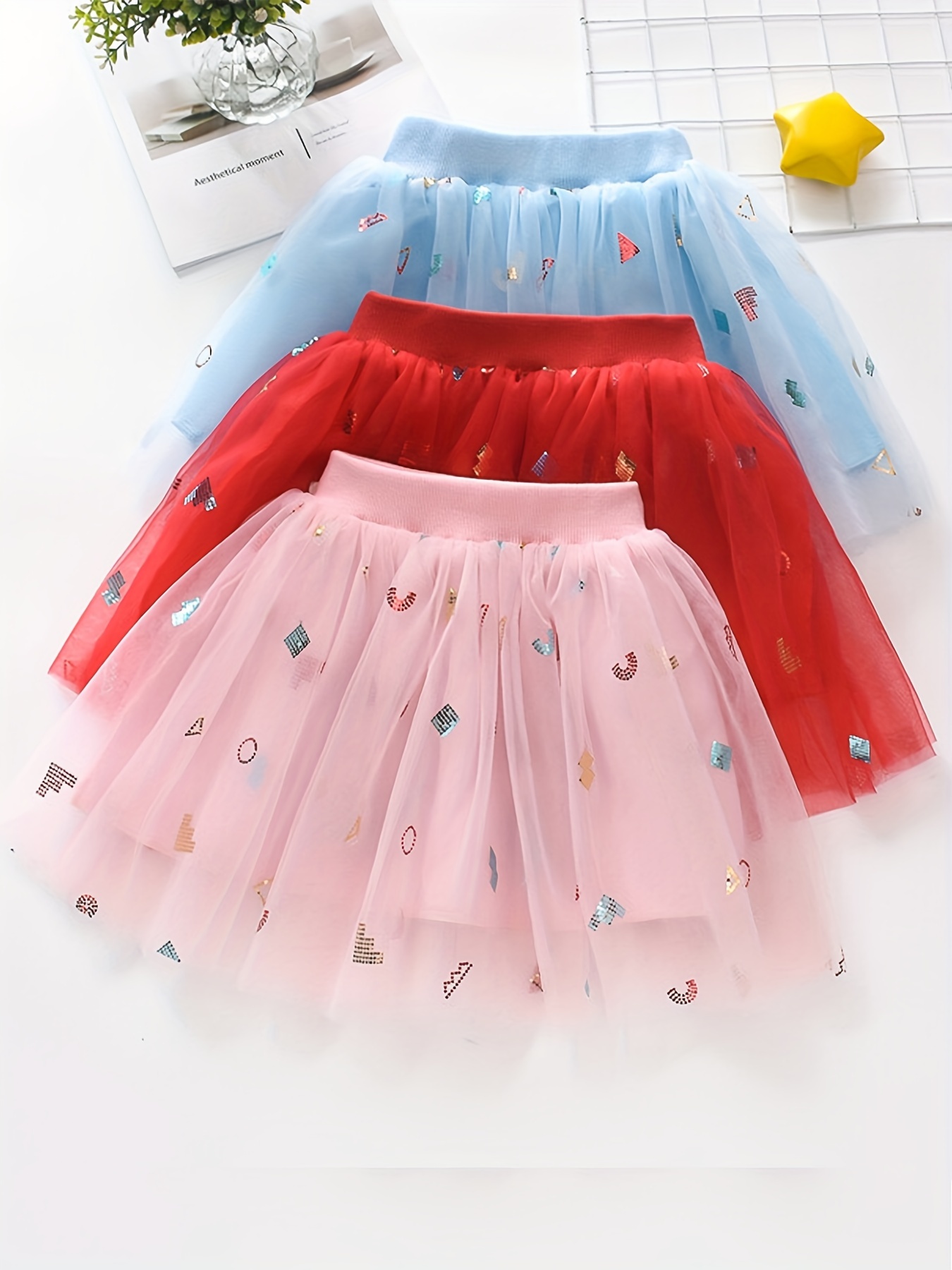 toddler girls sequin tutu skirt comfy mesh skirt for summer party dance performance gift ballet