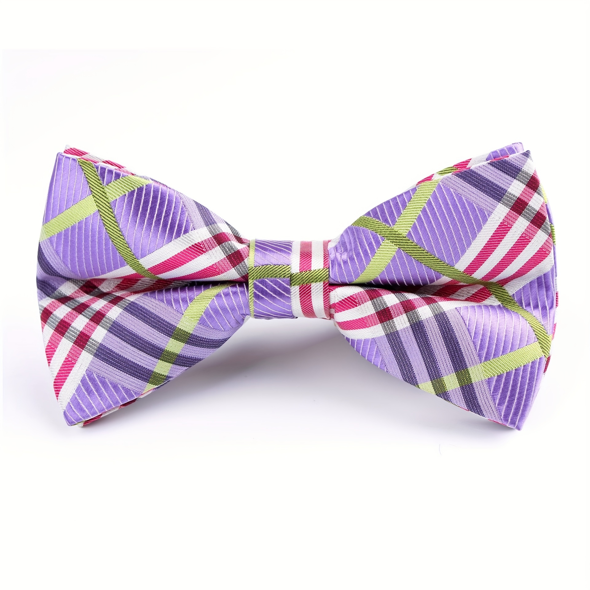 Men's Plaid Diagonal Stripe Bow Tie