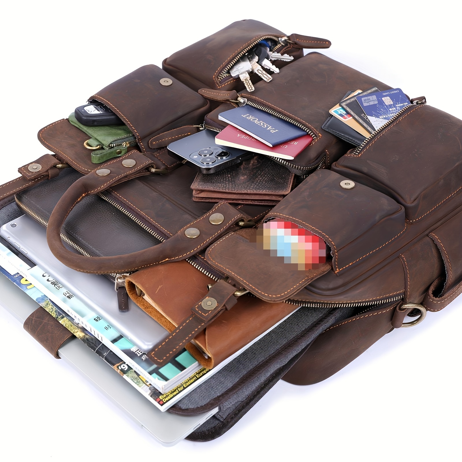 Cavalinho Sac pour ordinateur portable 16 pouces avec bandoulière - cuir et  toile