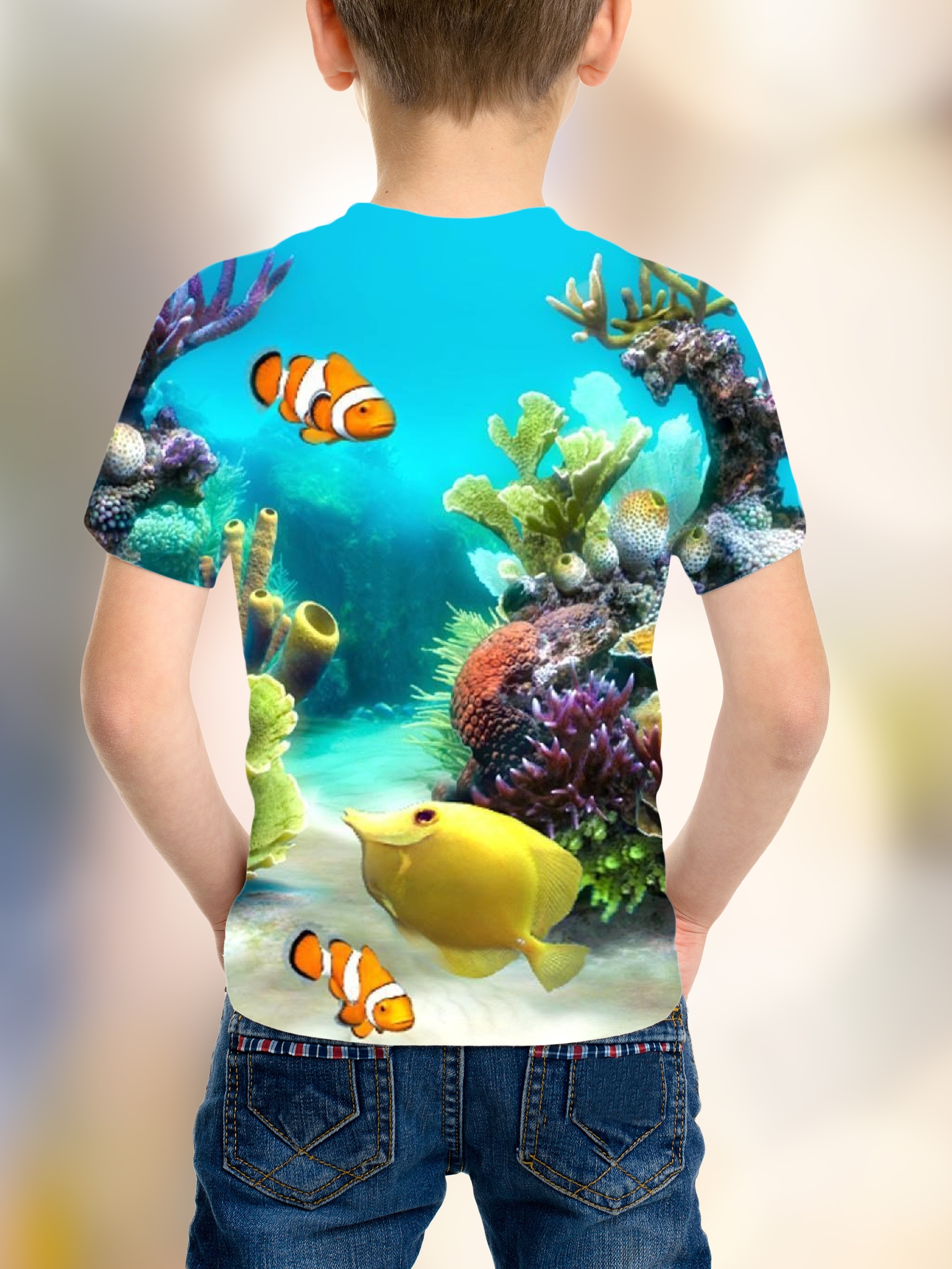 Sea World Coral Reef Fish 3d Print Boys Creative T shirt - Temu Canada