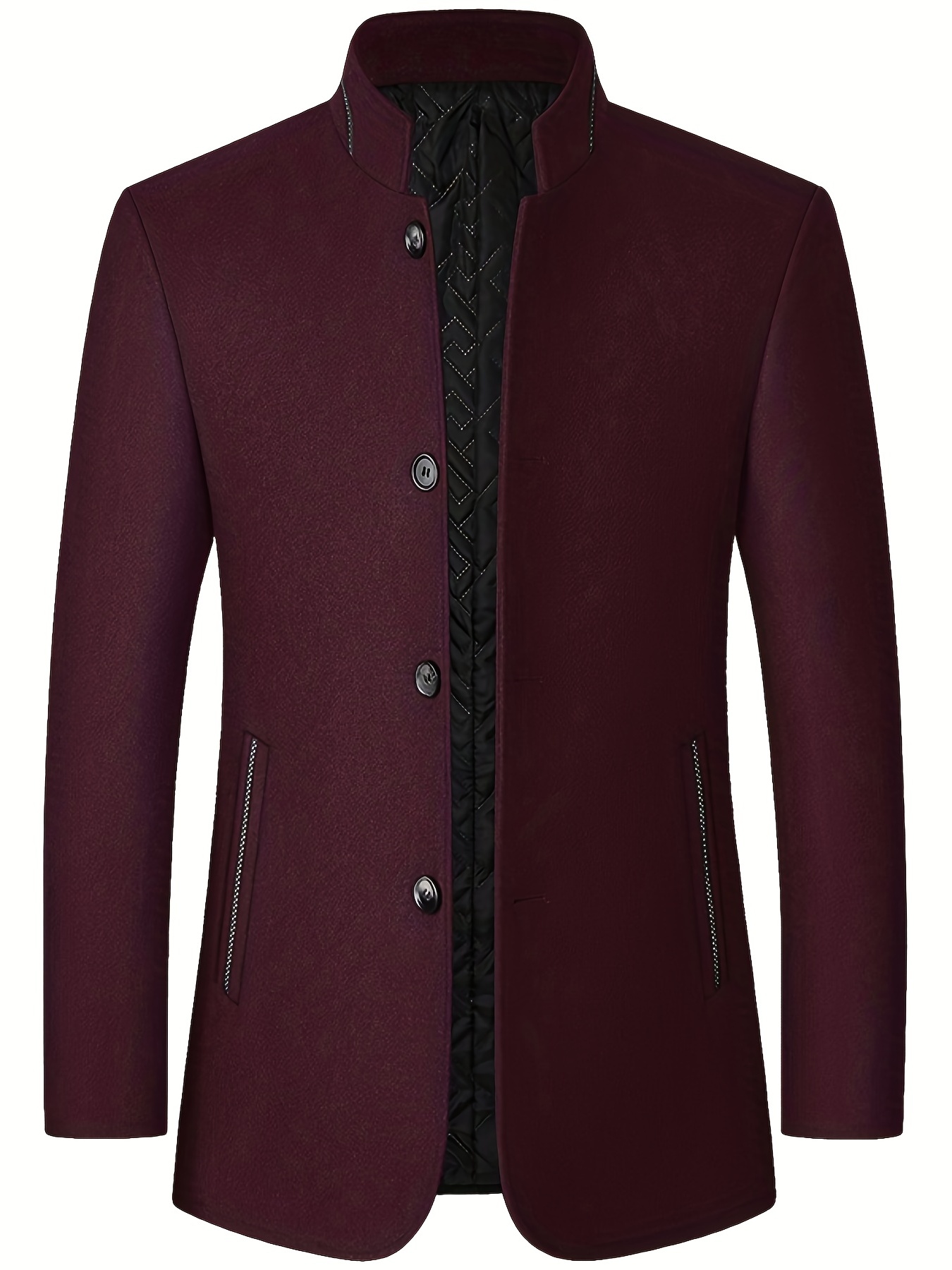 Men's Wool Blend Stand Collar Jacket Coat