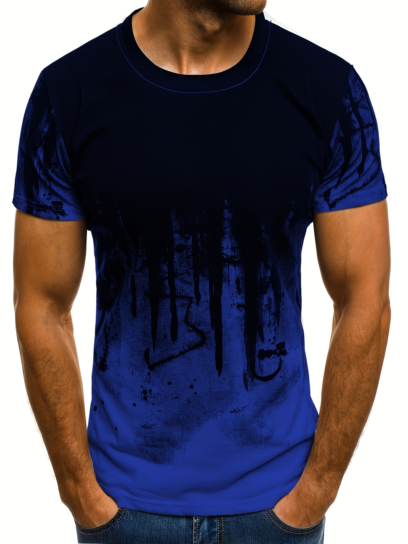 Summer Men's Trendy Printed Round Neck T shirt - Temu