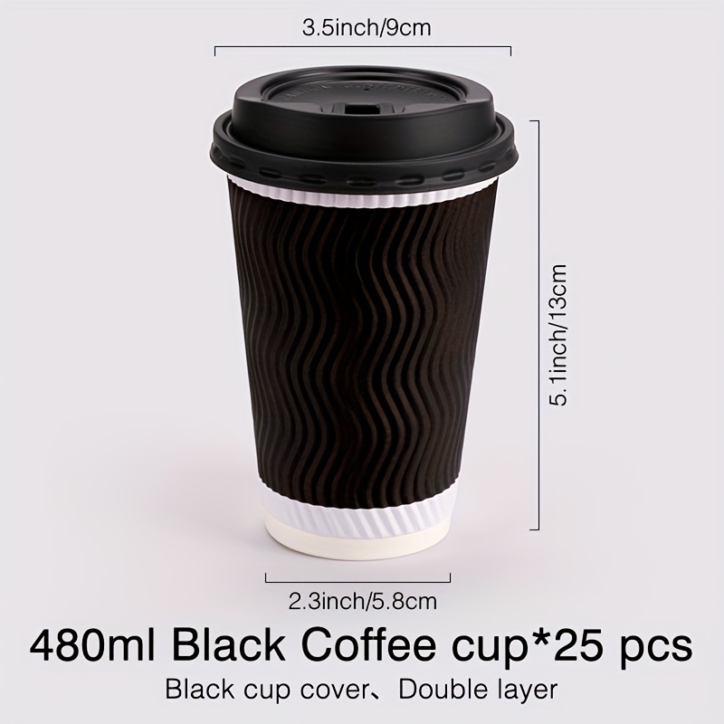 Disposable Paper Cups Lids Black S patterned Thickened - Temu Canada