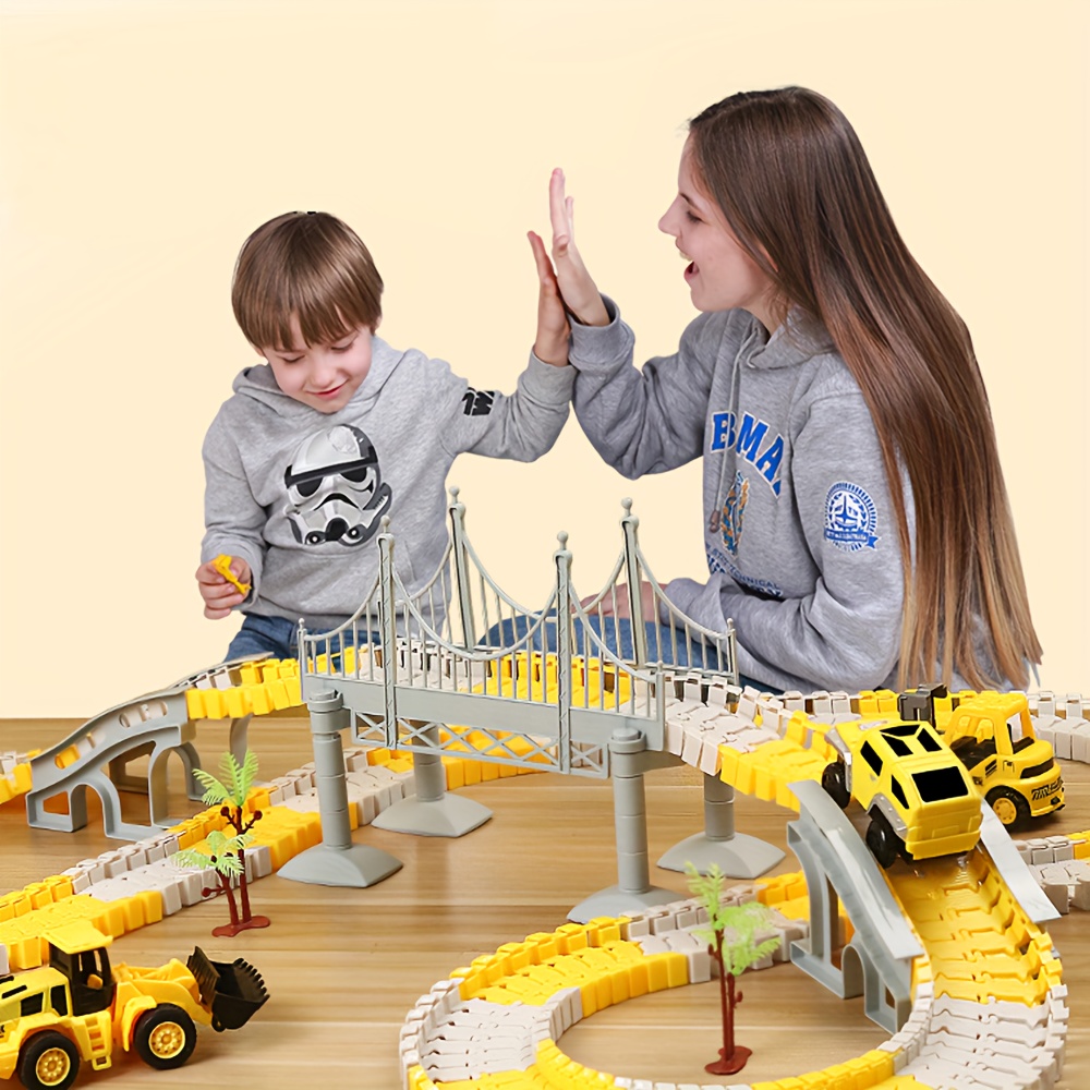 Circuit Voiture pour Enfant Petites Puzzle pour Les Pistes Voitures DIY  Assemblage Chariot Electrique Jouets Éducatifs Montessori Cadeau