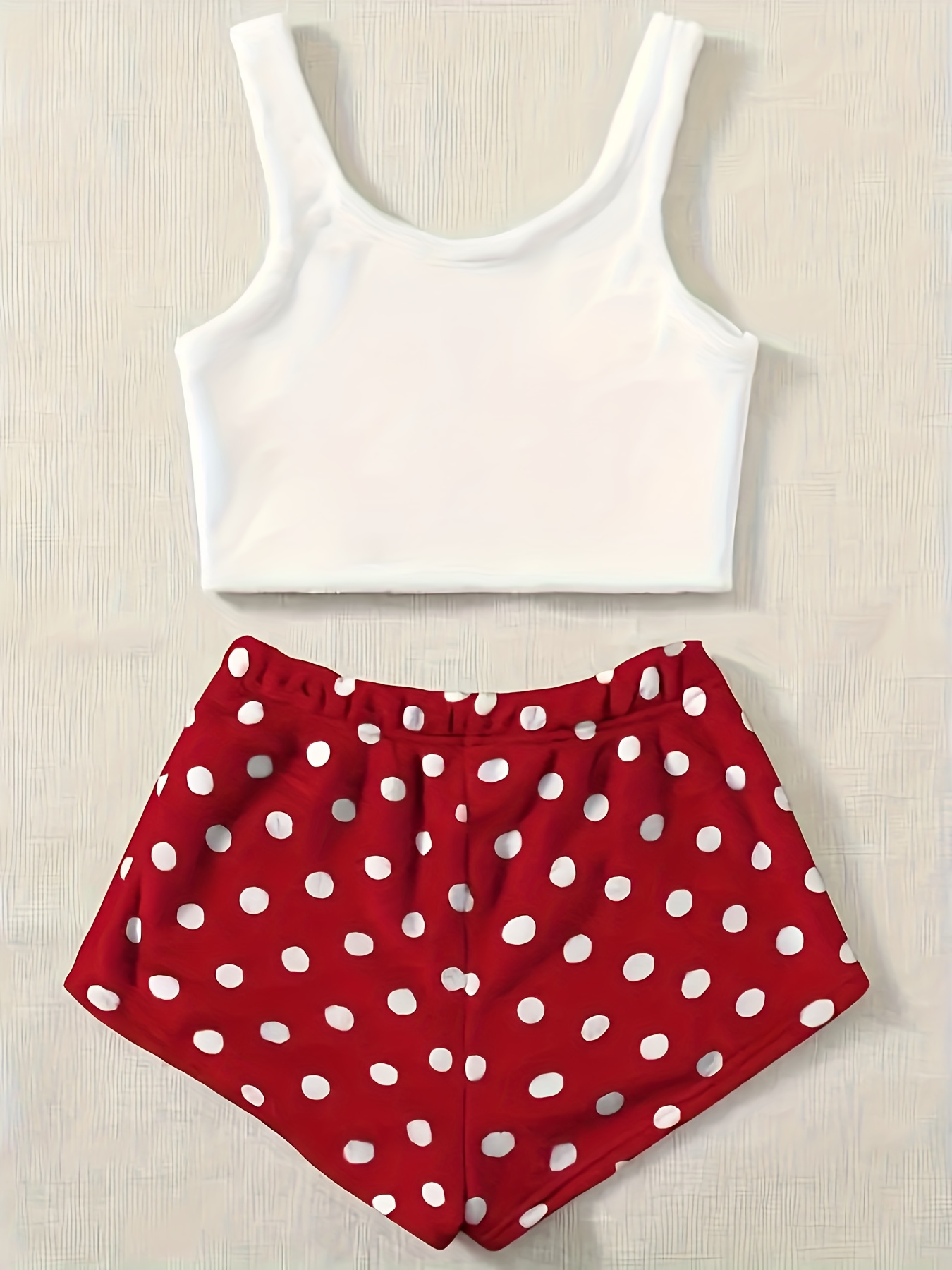 Fuzzy Fleece Pajama Set with Polka Dot Shorts