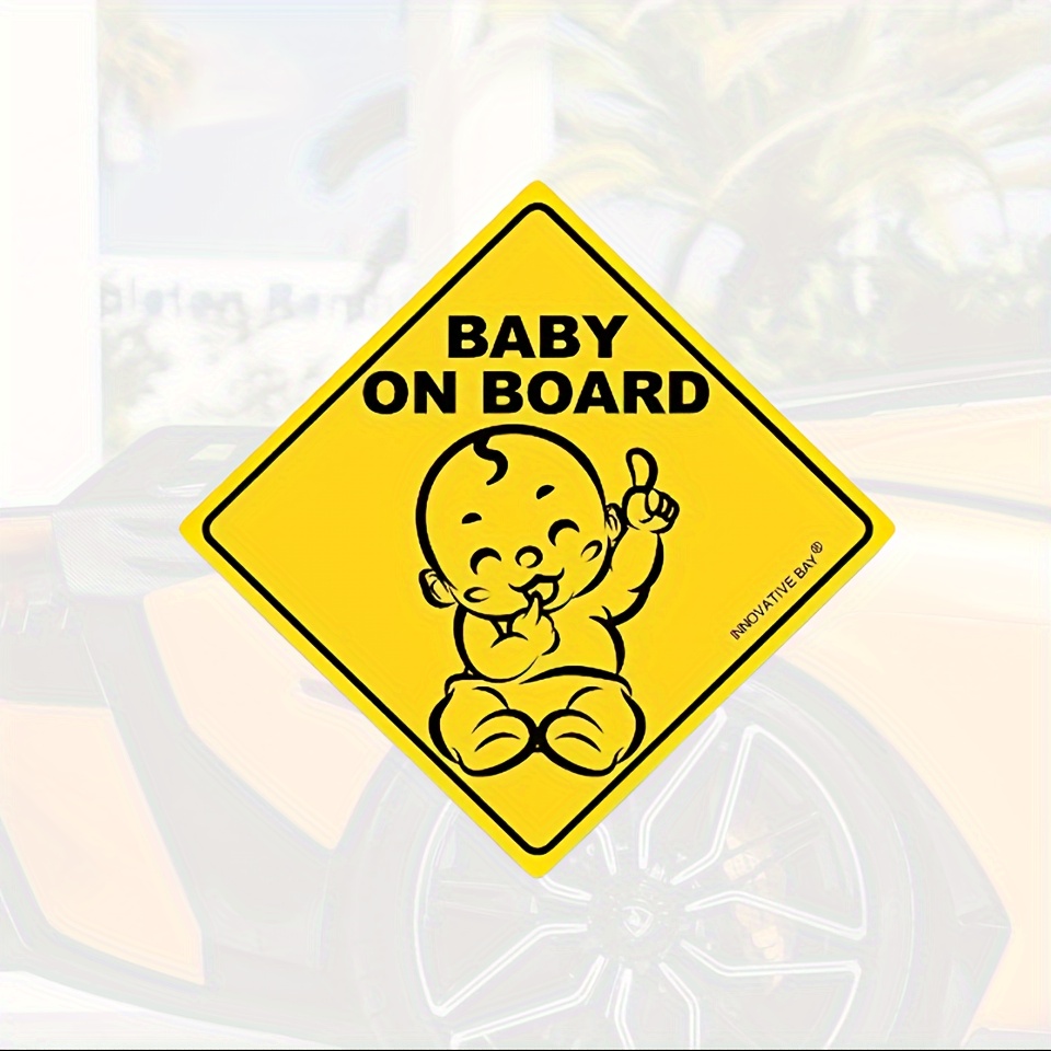 1pc Baby On Board Aufkleber Autoaufkleber Warnschild Gelb Signal Niedliches  Baby-Design Reflektierende Aufkleber