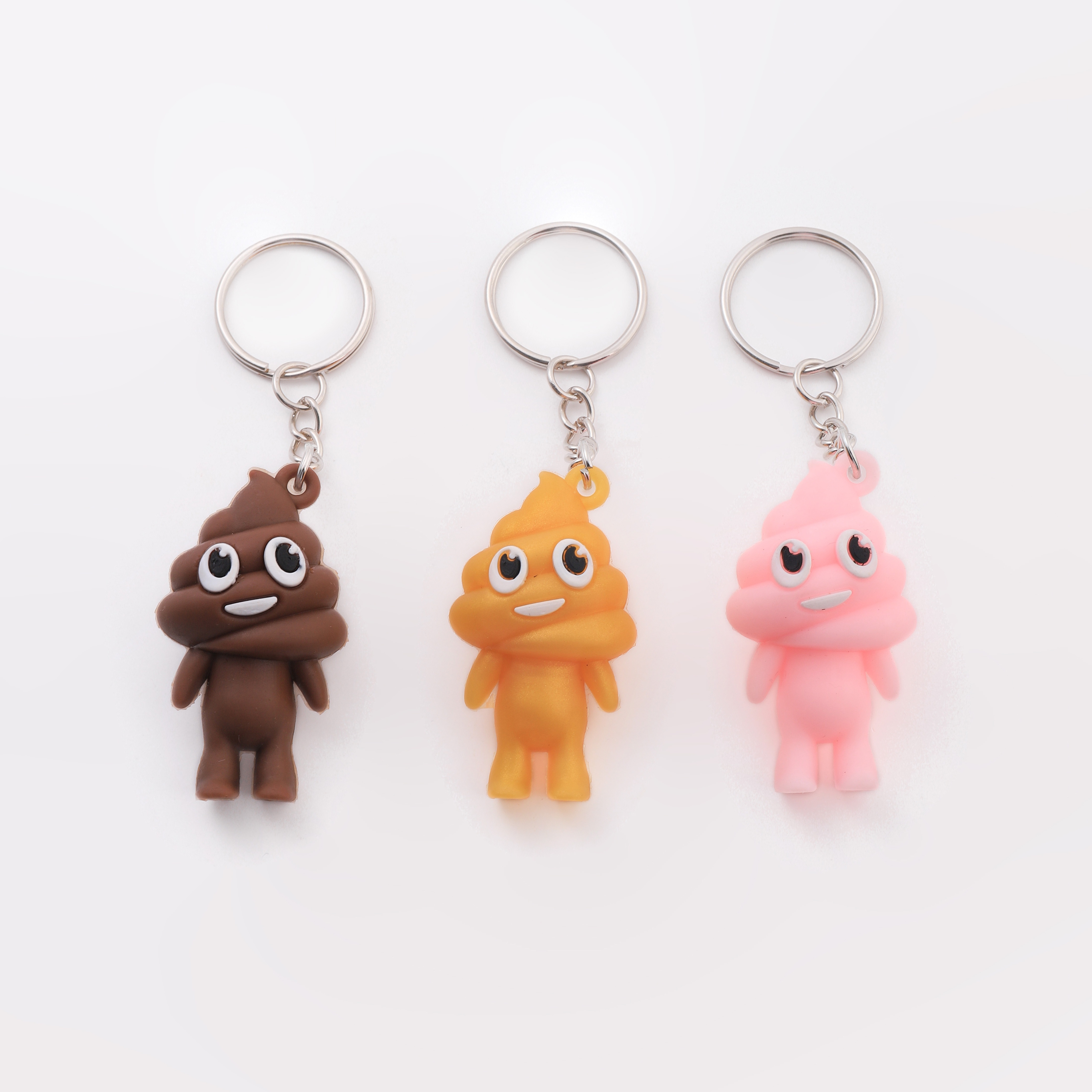 

3pcs Cartoon Poo Keychain Cute Fun Key Chain Ring Purse Bag Backpack Charm Creative Party Supplies Friends Gift