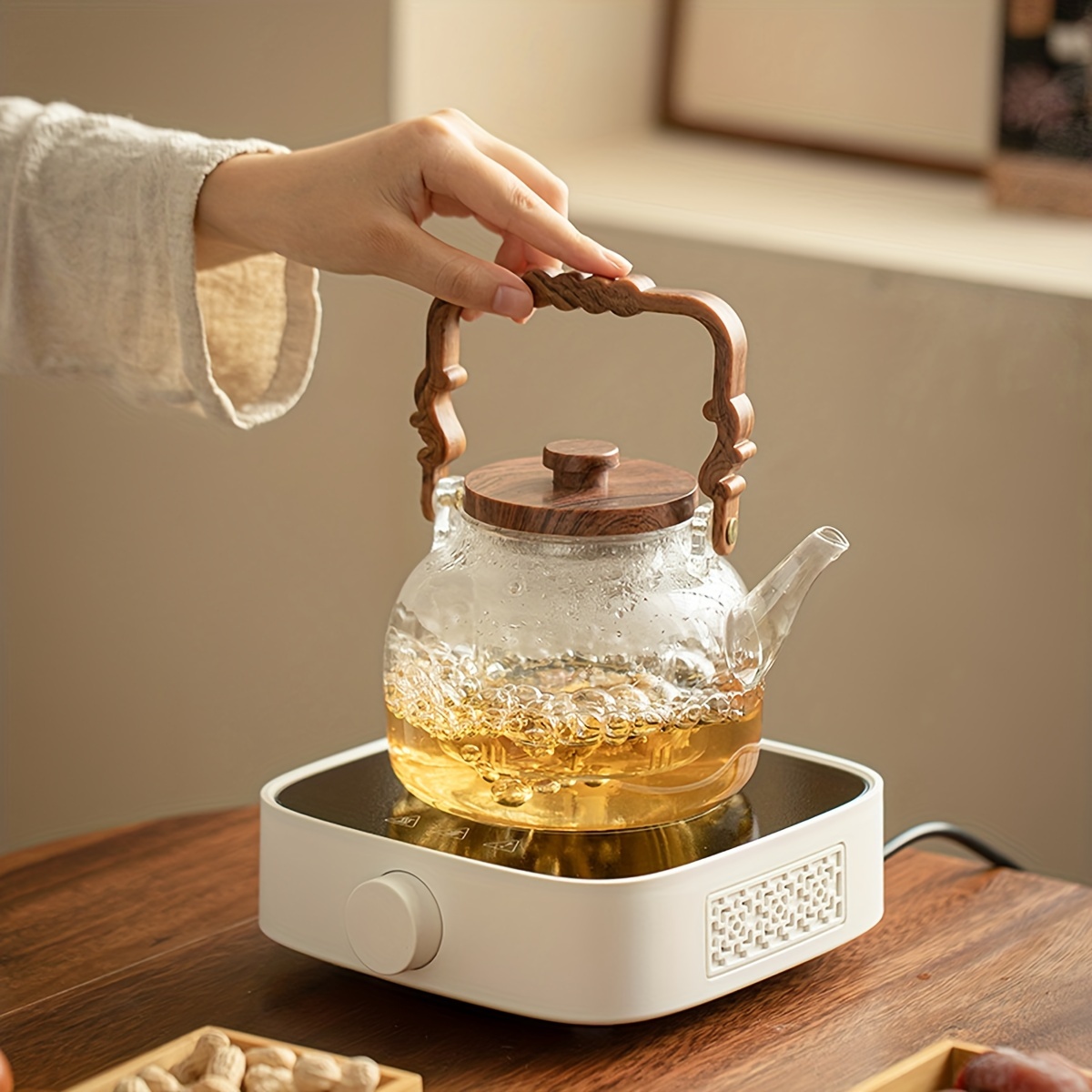  Teteras de vidrio para estufa (40 onzas/40.6 fl oz), teteras  gruesas para té suelto con infusores de cesta, tetera de cristal, set de té  ideal para mujeres, regalo : Hogar y