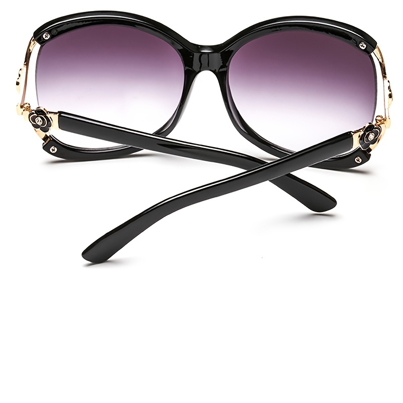 Oversized Gradient Lens Hollow Sunglasses Camellia Flower Decor Glasses
