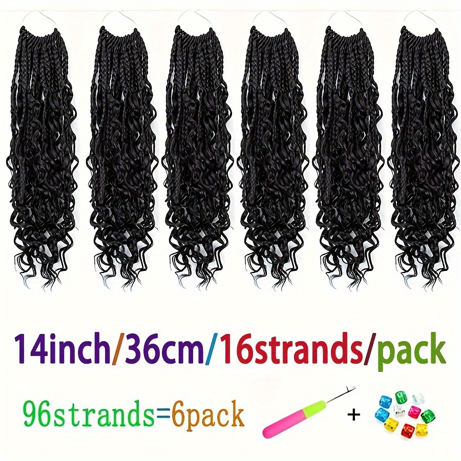  Goddess Box Braids Crochet Hair 10 Inch 1 Pack Pre-looped  Bohemian Crochet Boho Box Braids With Curly Ends 3X Crochet Braids Hair for  Women Synthetic Braiding Hair 16 Strands (#1B) 