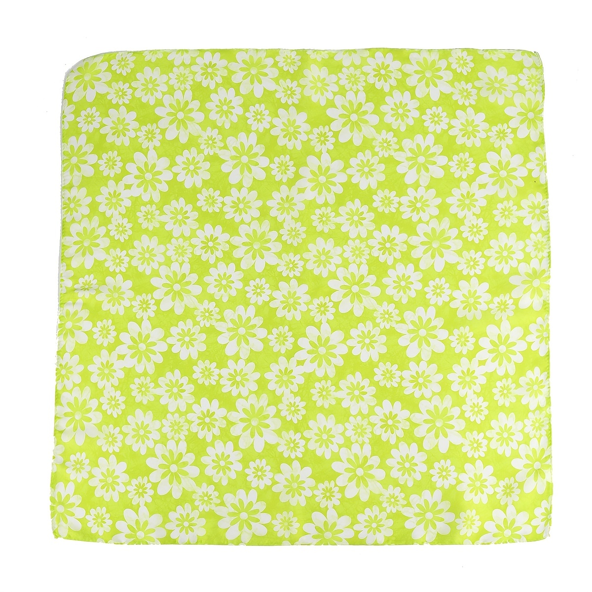 Green Silk Square Flower Print Scarf Head Band