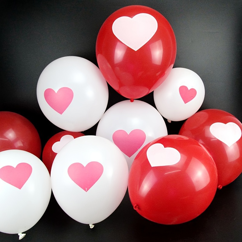 10 Uds. Globos De Corazón Redondos De Amor Rojo Y Blanco, Globo De Boda,  Decoración De Fiesta De Cumpleaños