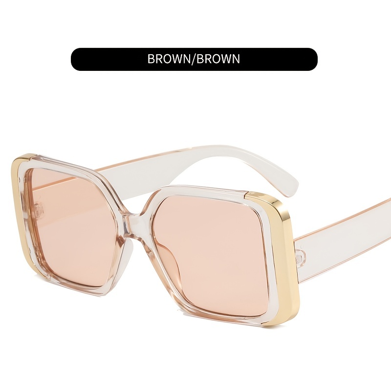 Brown Rimless Square Visor Sunglasses