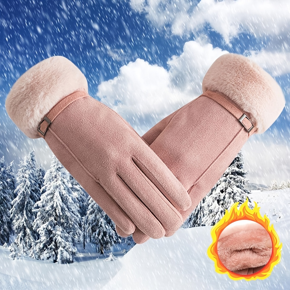 Moda mujer invierno piel sintética guantes de pantalla táctil gruesos  cálidos a prueba de viento más terciopelo Cachemira mitones guantes de  conducción de esquí - Temu Spain