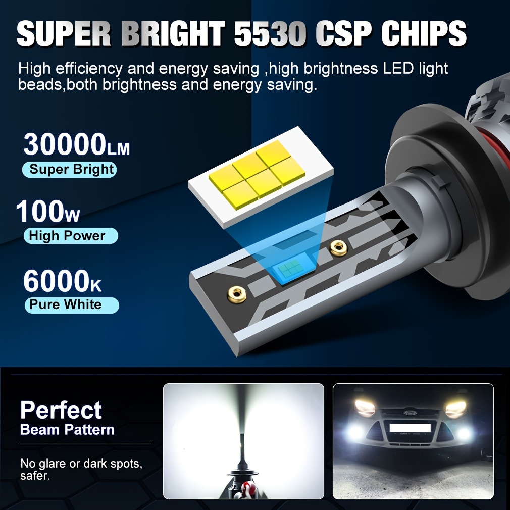 Car Led Light Headlight Taillight Aluminum Fog Light 6000k - Temu