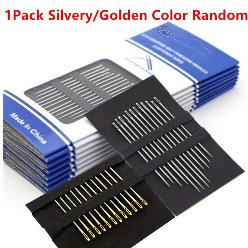 1box,12 PCS Needles, assorted self threading needles Sewing Needles,  Multi-size Side Opening Stainless Steel Darning Sewing Household Hand Tools
