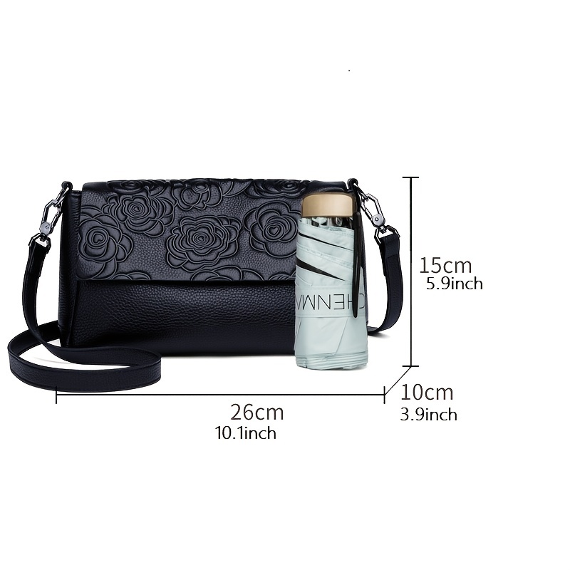 Black Soft Leather Flap Shoulder Bag Messenger Bags for Women