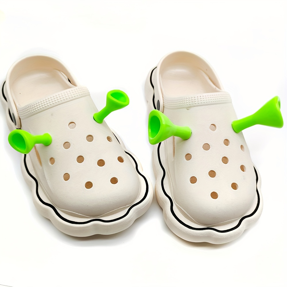 HOT Cartoon Shrek Ears Shoe Charms Set Crocs Accessories Clogs Sandals  Garden Shoe Accessories Funny Jibz for Kids Party Gifts