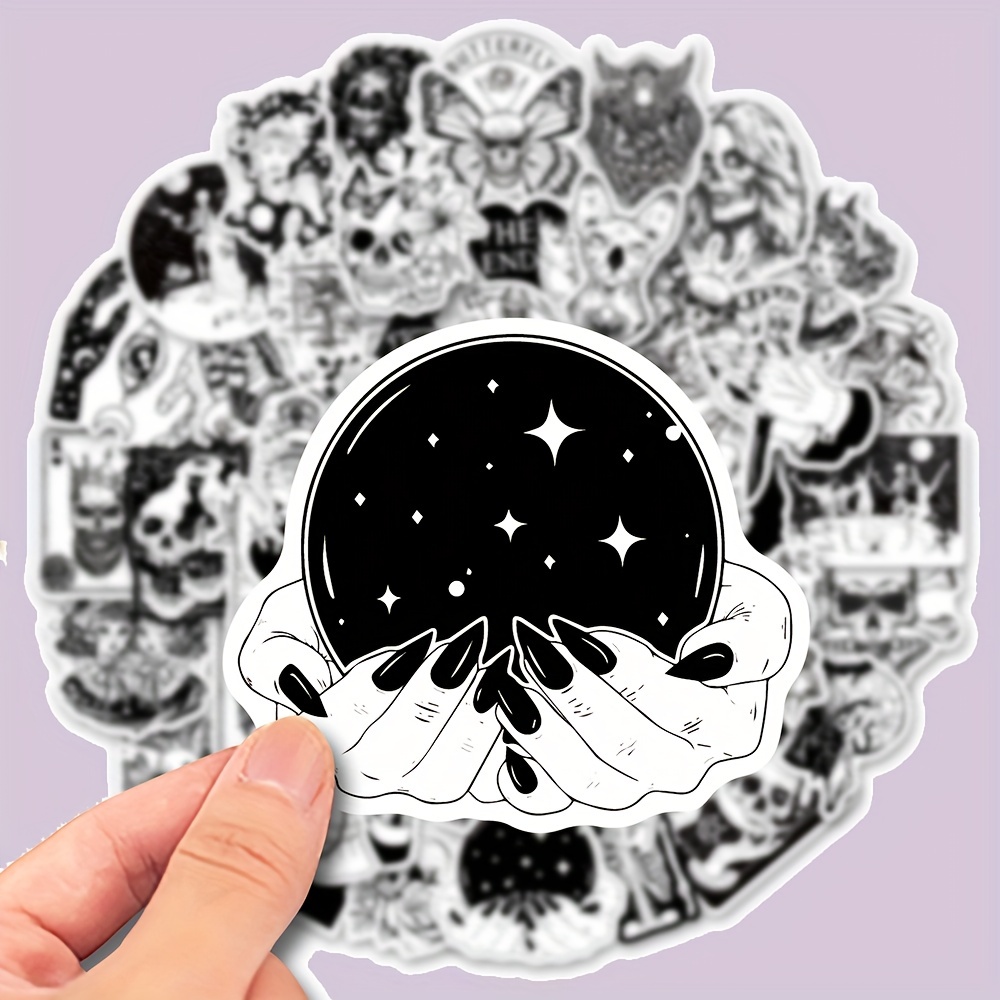 Gothic Stickers Black White Magic Witchy Stickers Vinyl - Temu