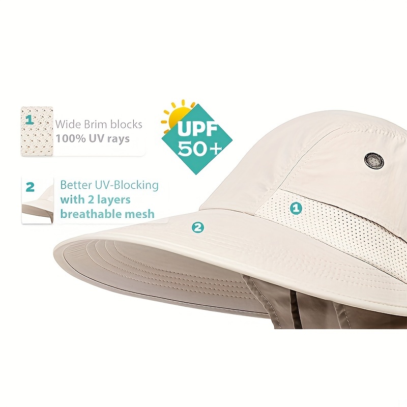 Wide Brim Upf 50 Hiking And Fishing Hat With Neck Flap Sun Protection  Outdoor Safari Gardening Hats For Women Men, Don't Miss These Great Deals
