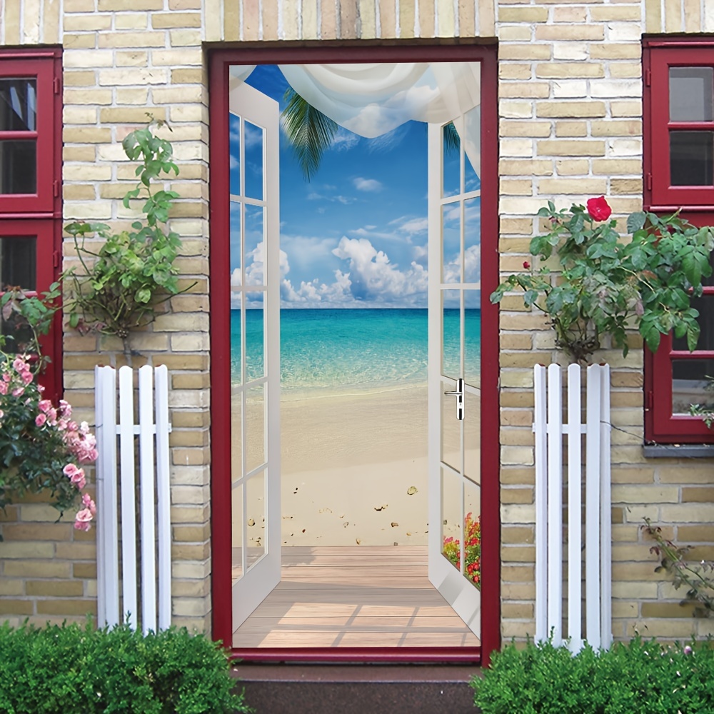 3d Seascape Vinyl Door Sticker Peel And Stick Self adhesive - Temu