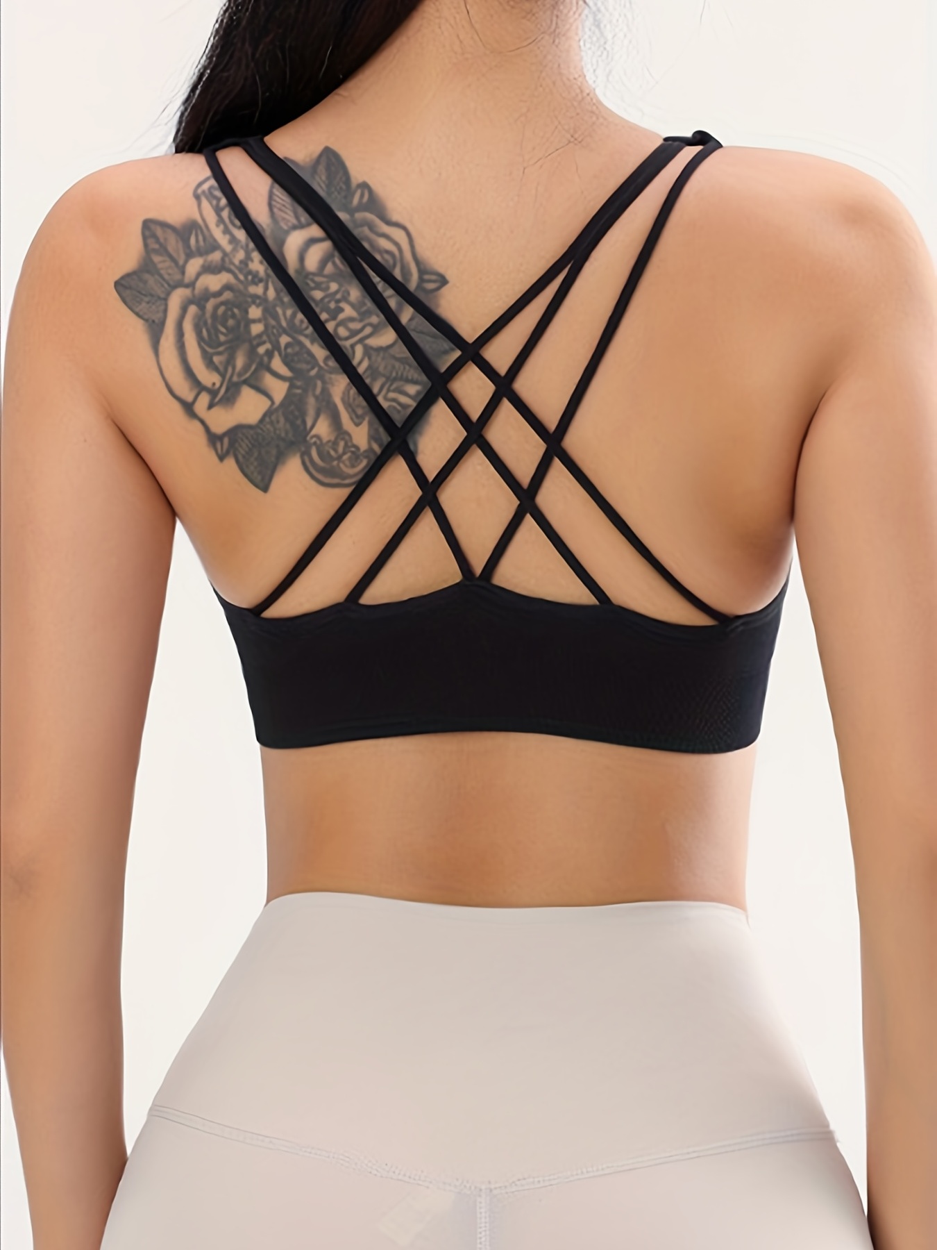 Criss Cross Back Sports Bra Breathable Spaghetti Straps Yoga - Temu Chile