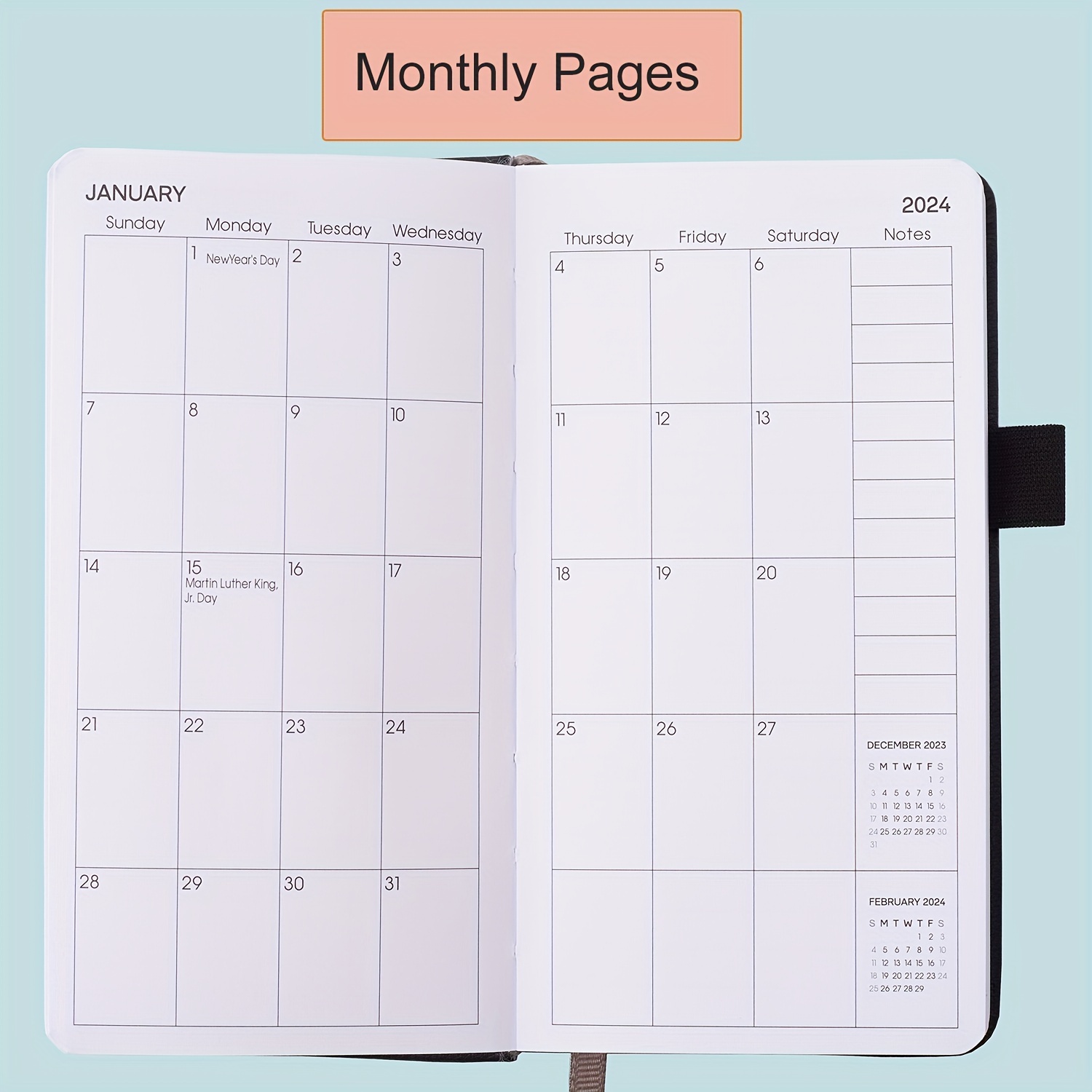 2024-2025 Leather Planner Weekly and Monthly,18 Months Calendar book, 2024  Academic Planner From Jan. 2024 - Jun.2025, 2024 Appointment Book, Daily