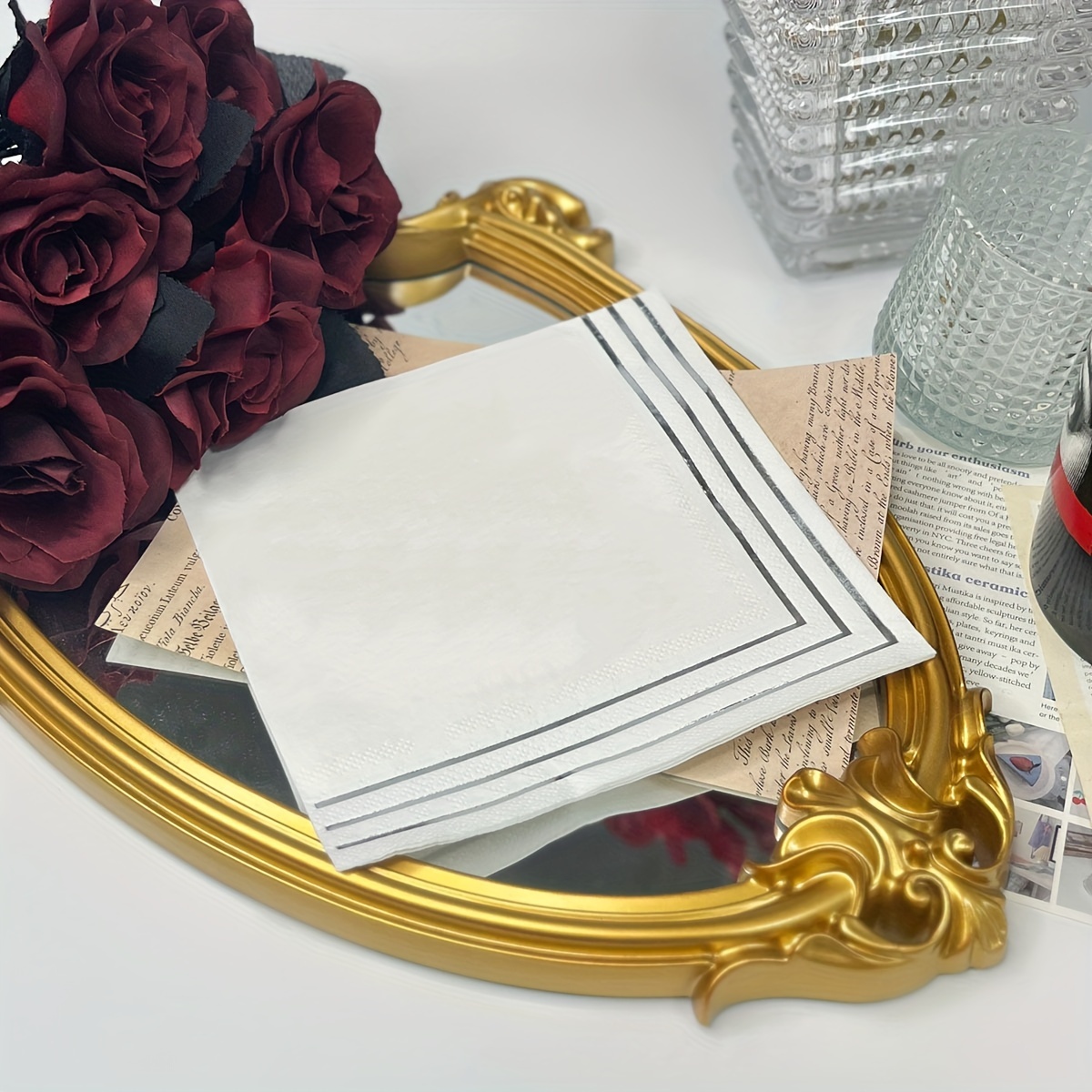 IHR Elisabeth - Tovaglioli di Carta con Rose Rosa, Confezione da 20, 33 cm,  Quadrati : : Casa e cucina