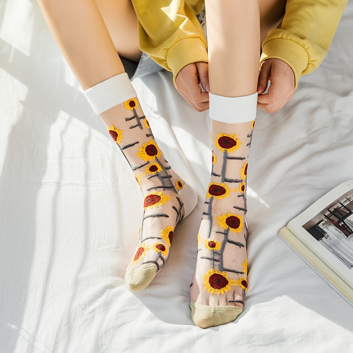  Yomutiur Womens Sheer Socks, Summer Transparent Thin Mesh Lace  Elastic Jacquard Crystal Glass Socks,One Size : Clothing, Shoes & Jewelry