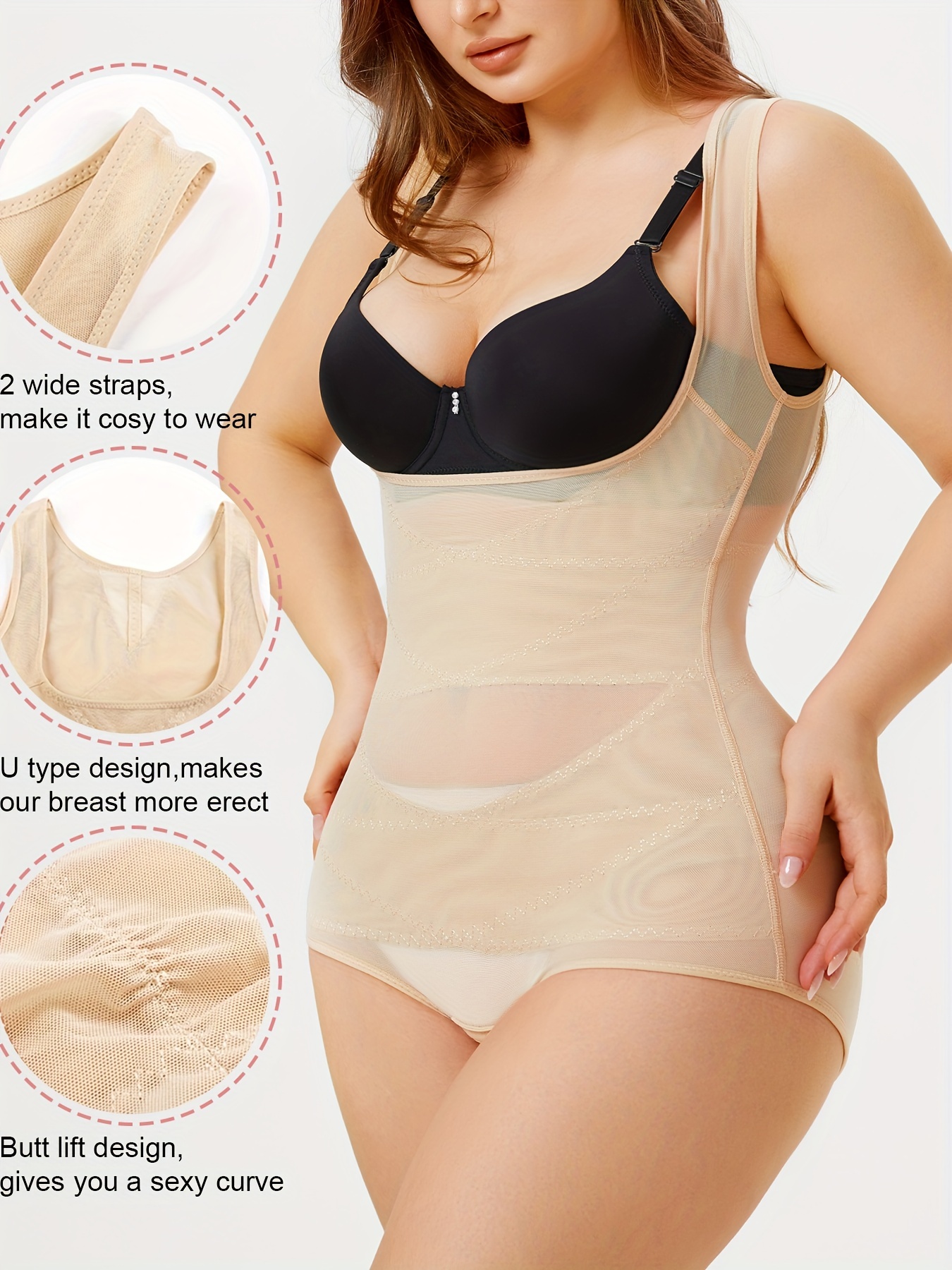 Tummy Control Thong Shapewear for Women Seamless Plus Size Body Shaper  Casual Solid Color Bodysuit Tummy Bodysuit : : Clothing, Shoes 